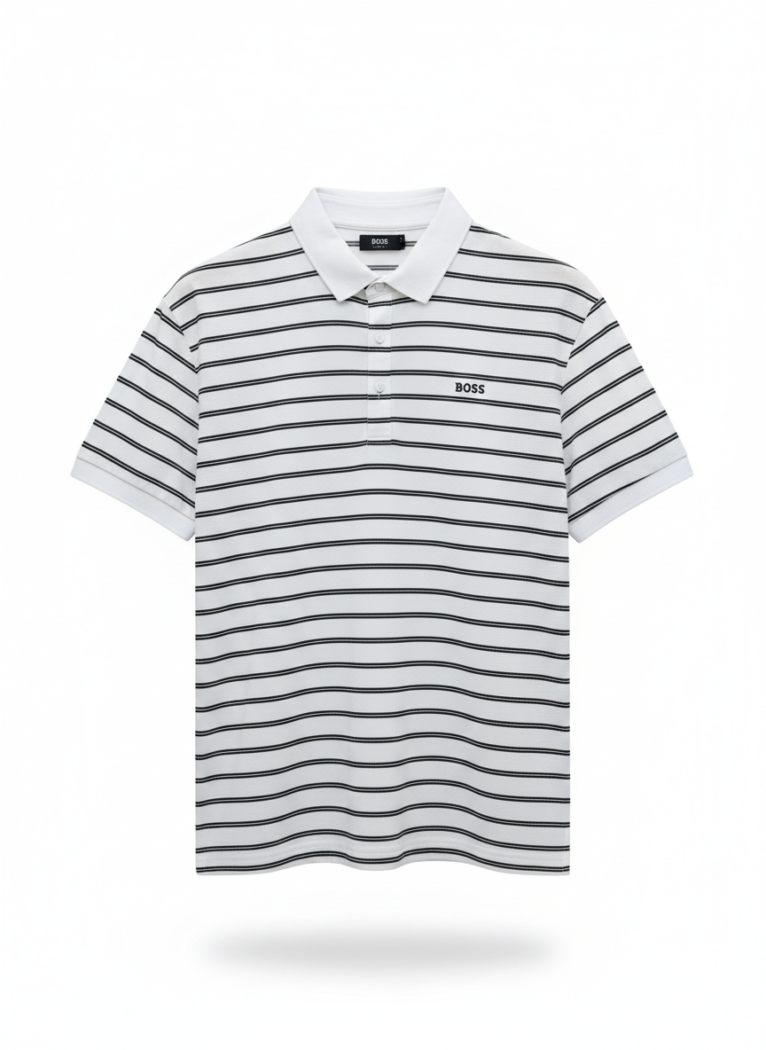 BOSS Striped Piqué Polo Shirt
