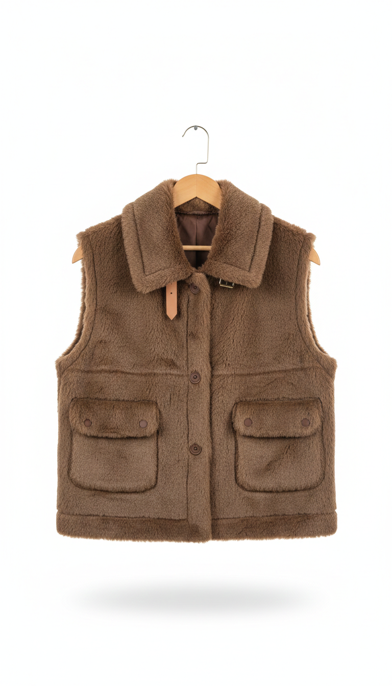 Beige Sleeveless Coat