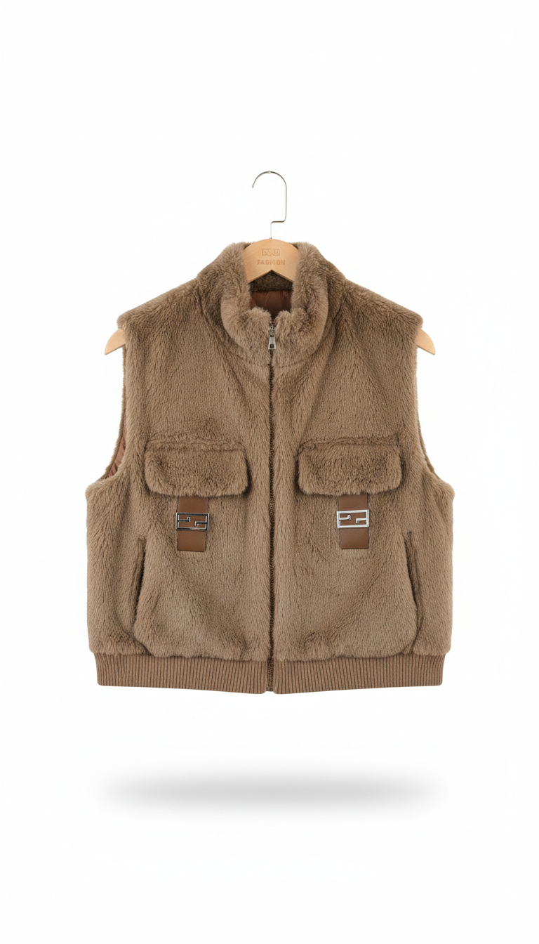 Beige Sleeveless Coat