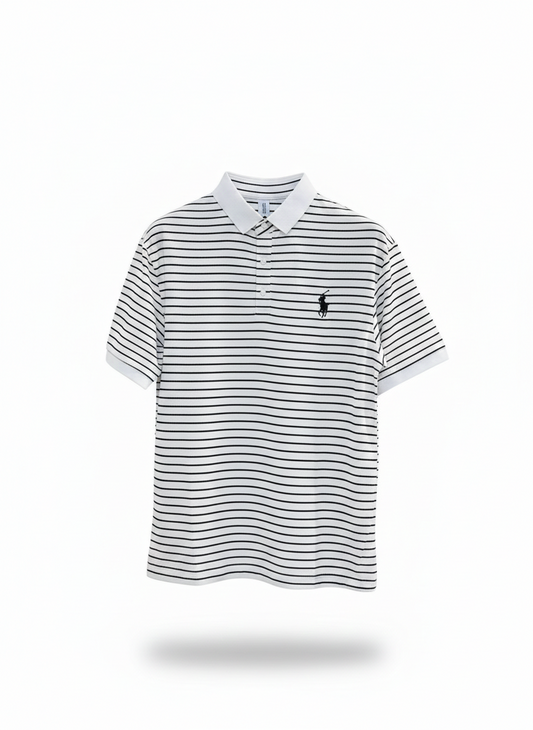 Striped White Polo