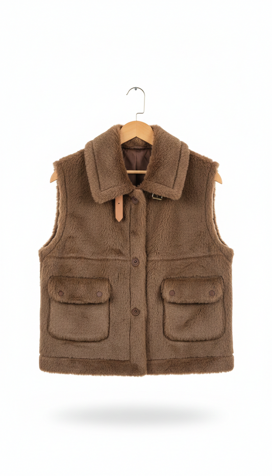 Beige Sleeveless Coat