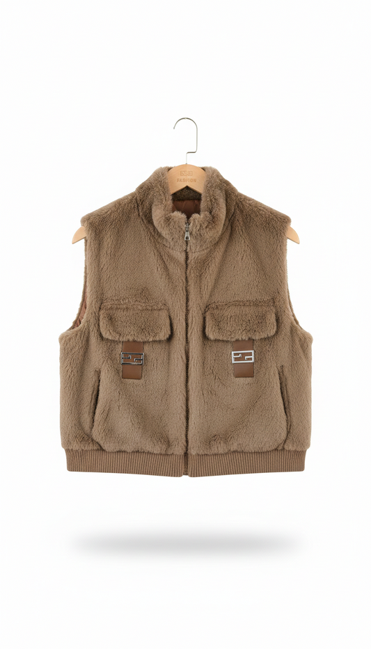 Beige Sleeveless Coat